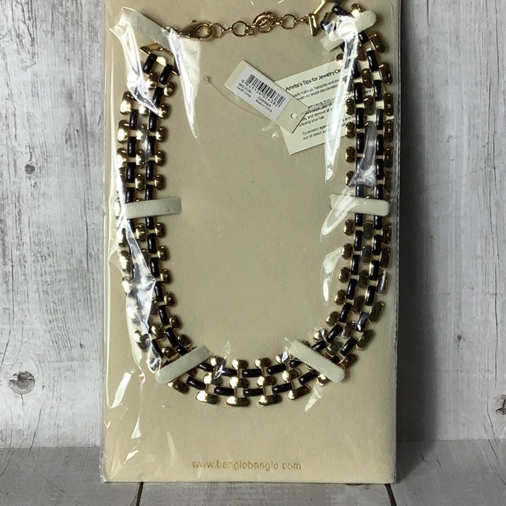 Amrita Singh Gold and Black Geometric Necklace